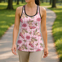 Pink Paniolo Palaka Hawaiian Cowgirl Christmas Hollow Tank Top - Polynesian Pride