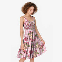 Pink Paniolo Palaka Hawaiian Cowgirl Christmas Midi Dress - Polynesian Pride