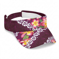 Pink Polynesia Sun Visor Cap Plumeria With Hibiscus Pattern Tropical Vibes LT14 Universal Fit Pink - Polynesian Pride