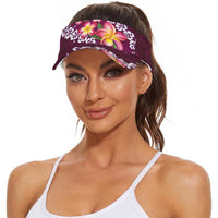 Pink Polynesia Sun Visor Cap Plumeria With Hibiscus Pattern Tropical Vibes LT14 - Polynesian Pride