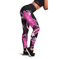 Pink Polynesian Pattern With Tropical Flowers Leggings - Polynesian Pride