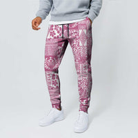 Pink Tonga Kilisimasi Fiefia Jogger Pants Pacific Patchwork Xmas Vibes - Polynesian Pride