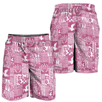 Pink Tonga Kilisimasi Fiefia Shorts for Men Pacific Patchwork Xmas Vibes - Polynesian Pride