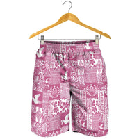Pink Tonga Kilisimasi Fiefia Shorts for Men Pacific Patchwork Xmas Vibes LT9 - Polynesian Pride