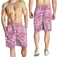 Pink Tonga Kilisimasi Fiefia Shorts for Men Pacific Patchwork Xmas Vibes LT9 - Polynesian Pride