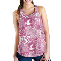 Pink Tonga Kilisimasi Fiefia Women Racerback Tank Pacific Patchwork Xmas Vibes - Polynesian Pride