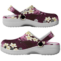 Pink Tropical Hawaii Clogs Shoes Seamless Monstera Plumeria Hawaiian Pattern - Polynesian Pride