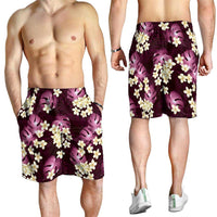 Pink Tropical Hawaii Shorts for Men Seamless Monstera Plumeria Hawaiian Pattern LT14 - Polynesian Pride