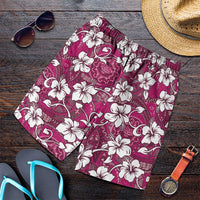 Piqi Bula Fiji Shorts for Men Fijian Tapa Seamless Hibiscus LT14 Pink - Polynesian Pride
