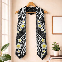 Plumeria With Black Polynesian Tattoo Pattern Graduation Stole LT05 One Size Black - Polynesian Pride