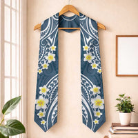 Plumeria With Blue Polynesian Tattoo Pattern Graduation Stole LT05 One Size Blue - Polynesian Pride