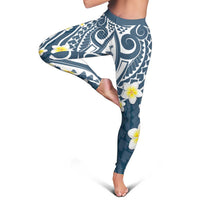 Plumeria With Blue Polynesian Tattoo Pattern Leggings - Polynesian Pride