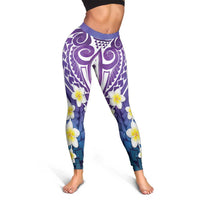 Plumeria With Galaxy Polynesian Tattoo Pattern Leggings - Polynesian Pride