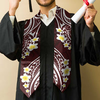 Plumeria With Oxblood Polynesian Tattoo Pattern Graduation Stole LT05 - Polynesian Pride
