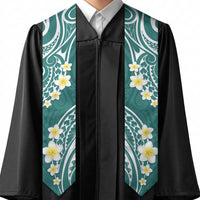 Plumeria With Teal Polynesian Tattoo Pattern Graduation Stole LT05 - Polynesian Pride