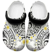 Plumeria With White Polynesian Tattoo Pattern Clogs Shoes LT05 White - Polynesian Pride