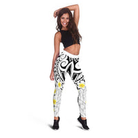 Plumeria With White Polynesian Tattoo Pattern Leggings - Polynesian Pride
