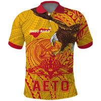 Personalized American Samoa Fautasi Race Polo Shirt Red Cuff Aeto Pago Pago with Eagle Samoan Tribal Patterns LT03