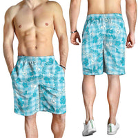 Polu Aloha Hawaii Shorts for Men Plumeria Lei With Palaka Motif LT14 - Polynesian Pride