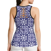 Polu Palaka Quilt Hawaii Hollow Tank Top Hawaiian Tropical Monstera Sea Turtle LT14 - Polynesian Pride