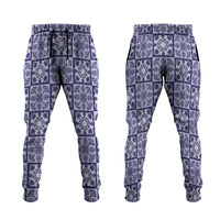 Polu Palaka Quilt Hawaii Jogger Pants Hawaiian Tropical Monstera Sea Turtle LT14 Blue - Polynesian Pride