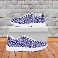 Polu Palaka Quilt Hawaii Sneakers Hawaiian Tropical Monstera Sea Turtle LT14 Blue - Polynesian Pride