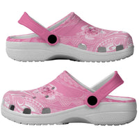 Polynesia Breast Cancer Awareness Clogs Shoes No One Fights Alone Turtle Ribbon - Pink Version