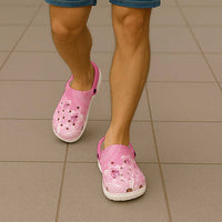 Polynesia Breast Cancer Awareness Clogs Shoes No One Fights Alone Turtle Ribbon - Pink Version