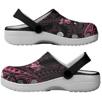 Polynesia Breast Cancer Awareness Clogs Shoes No One Fights Alone Turtle Ribbon - White Version