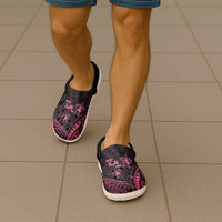 Polynesia Breast Cancer Awareness Clogs Shoes No One Fights Alone Turtle Ribbon - White Version