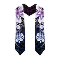 Polynesia Floral Tattoo Graduation Stole With Purple Gradient Plumeria LT05 - Polynesian Pride