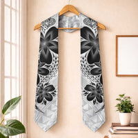 Polynesia Floral Tattoo Graduation Stole With White Plumeria LT05 One Size White - Polynesian Pride