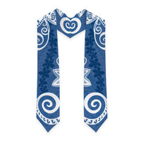 Polynesia Graduation Stole Blue Floral Pattern LT05 - Polynesian Pride