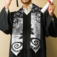 Polynesia Graduation Stole White Floral Pattern LT05 - Polynesian Pride