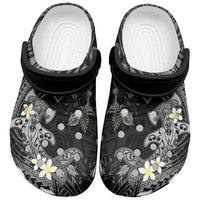 Polynesia Hammerhead Shark Clogs Shoes Tropical Flowers Tribal Pattern Black - Polynesian Pride