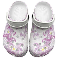 Polynesia Hammerhead Shark Clogs Shoes Tropical Flowers Tribal Pattern Lavender - Polynesian Pride