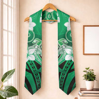 Polynesia Hammerhead Shark Graduation Stole Green Tribal Pattern With Plumeria LT05 One Size Green - Polynesian Pride
