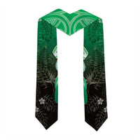 Polynesia Hammerhead Shark Graduation Stole Green Tribal Pattern With Plumeria LT05 - Polynesian Pride