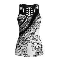 Polynesia Hollow Tank Top Polynesian Tropical Flowers Black Pastel Vibes LT14 Female Black - Polynesian Pride