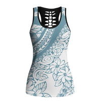 Polynesia Hollow Tank Top Polynesian Tropical Flowers Blue Pastel Vibes LT14 Female Blue - Polynesian Pride
