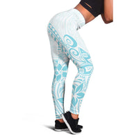 Polynesia Leggings Plumeria Turquoise Curves