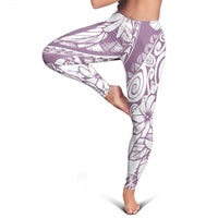 Polynesia Leggings Polynesian Tropical Flowers Purple Pastel Vibes - Polynesian Pride