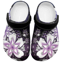 Polynesia Romantic Valentine Clogs Shoes Sea Turtle Couple With Purple Gradient Plumeria LT05 Purple - Polynesian Pride