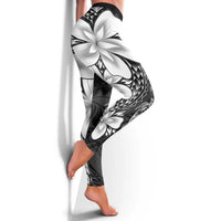 Polynesia Romantic Valentine Leggings Sea Turtle Couple With Black Plumeria