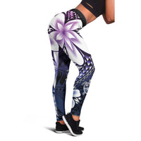 Polynesia Romantic Valentine Leggings Sea Turtle Couple With Purple Gradient Plumeria LT05 - Polynesian Pride