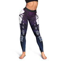 Polynesia Romantic Valentine Leggings Sea Turtle Couple With Purple Gradient Plumeria LT05 - Polynesian Pride