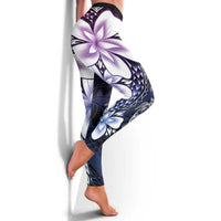 Polynesia Romantic Valentine Leggings Sea Turtle Couple With Purple Gradient Plumeria LT05 - Polynesian Pride