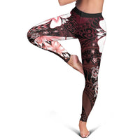 Polynesia Romantic Valentine Leggings Sea Turtle Couple With Red Gradient Plumeria LT05 - Polynesian Pride