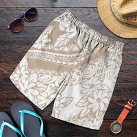 Polynesia Shorts for Men Polynesian Tropical Flowers Beige Pastel Vibes LT14 Beige - Polynesian Pride