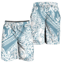 Polynesia Shorts for Men Polynesian Tropical Flowers Blue Pastel Vibes LT14 - Polynesian Pride